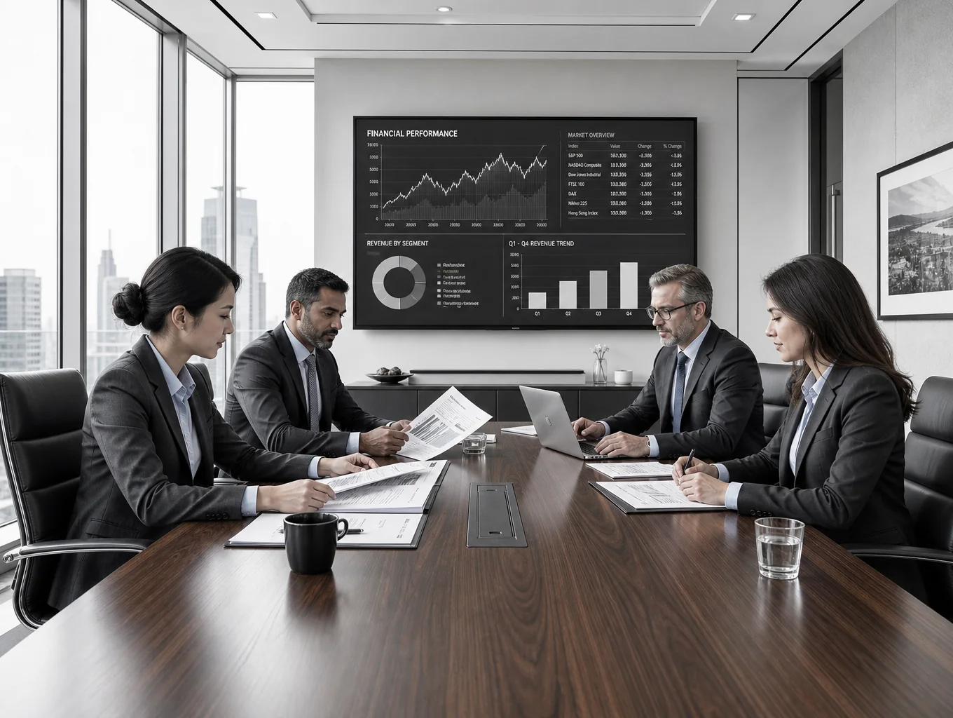 Executive leadership team in a modern boardroom setting